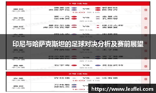 印尼与哈萨克斯坦的足球对决分析及赛前展望